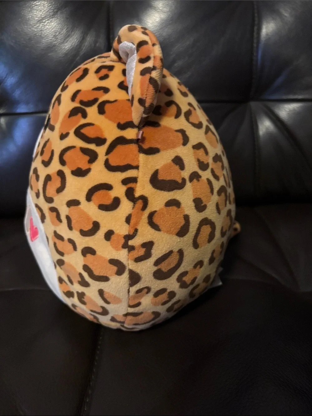 Squishmallows Leopard Print Heart Accent Pillow in Gold and White